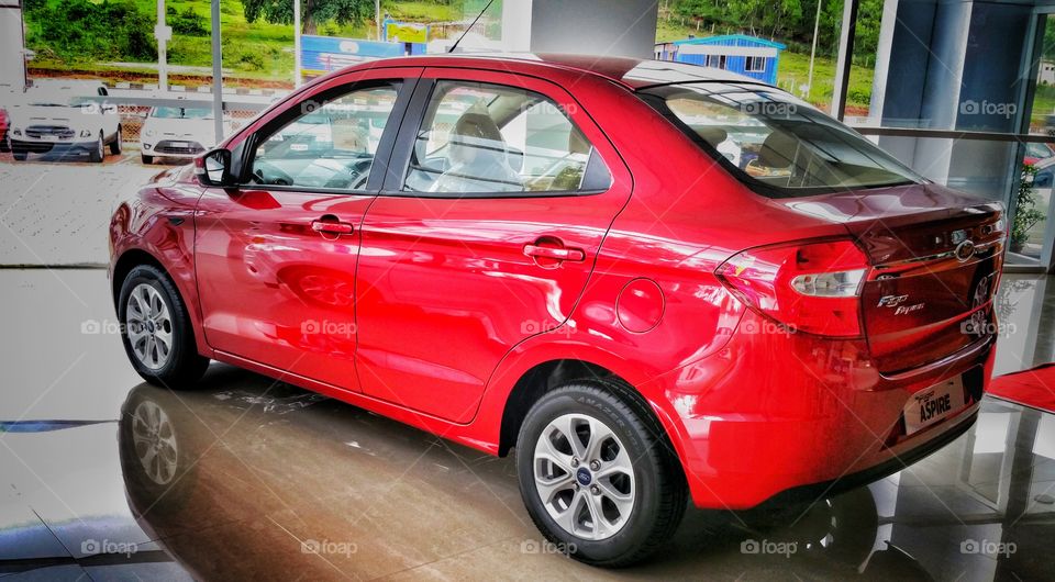 Red Ford Vehivle automobile showroom car