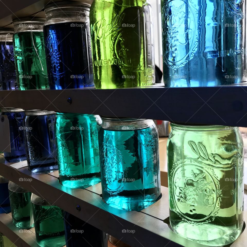 Coloured mason jars
