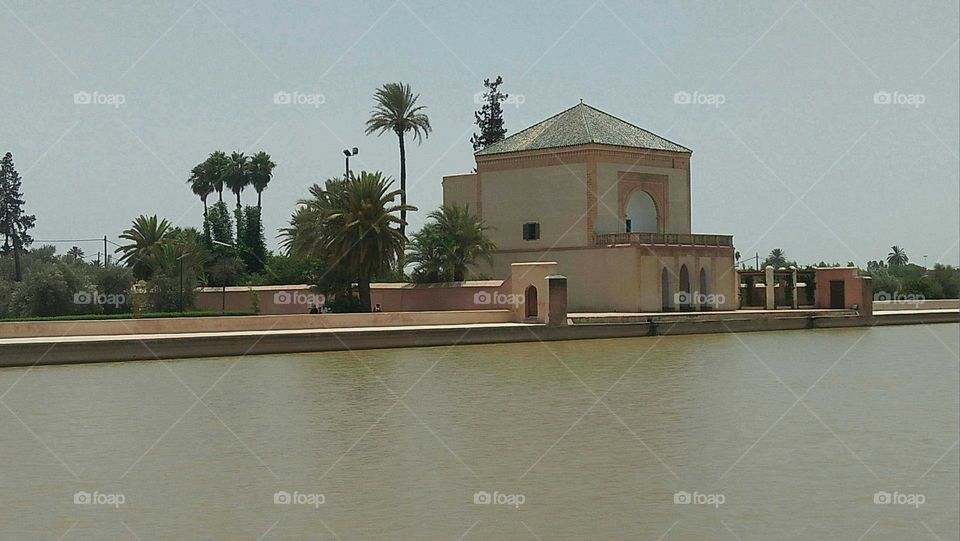 Famous Menara Garden at marrakech city in Morocco.