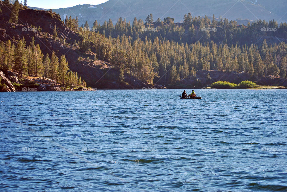 Lake fishing in boat