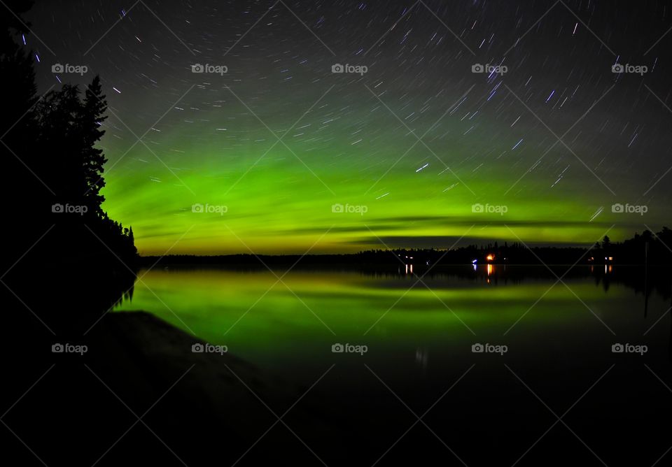 Northern lights at Caddy Lake, Whiteshell 