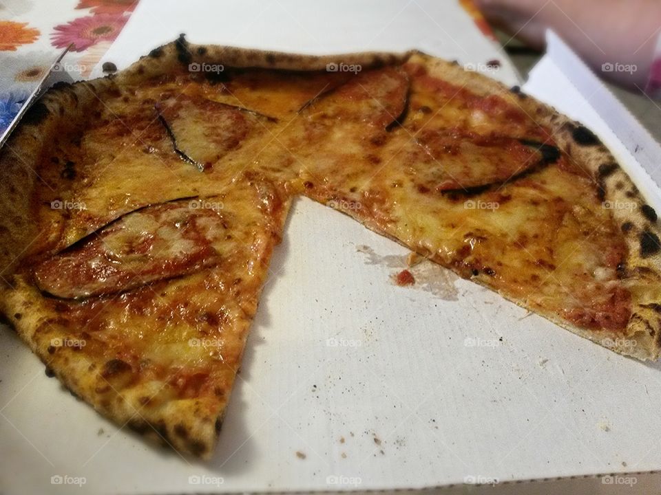 Italian parmigiana aubergine pizza