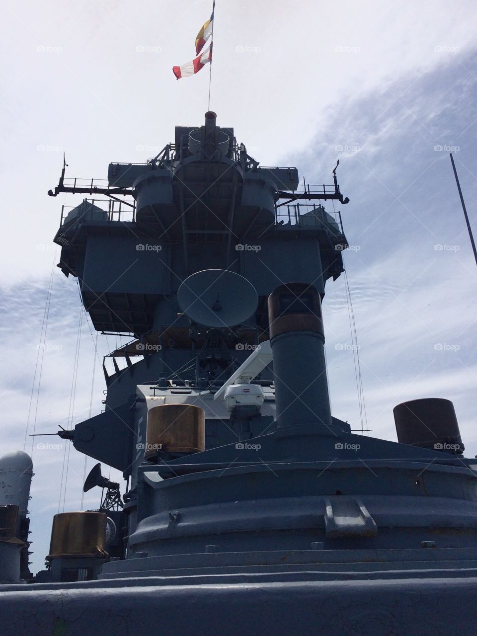 Flags on a battle ship 