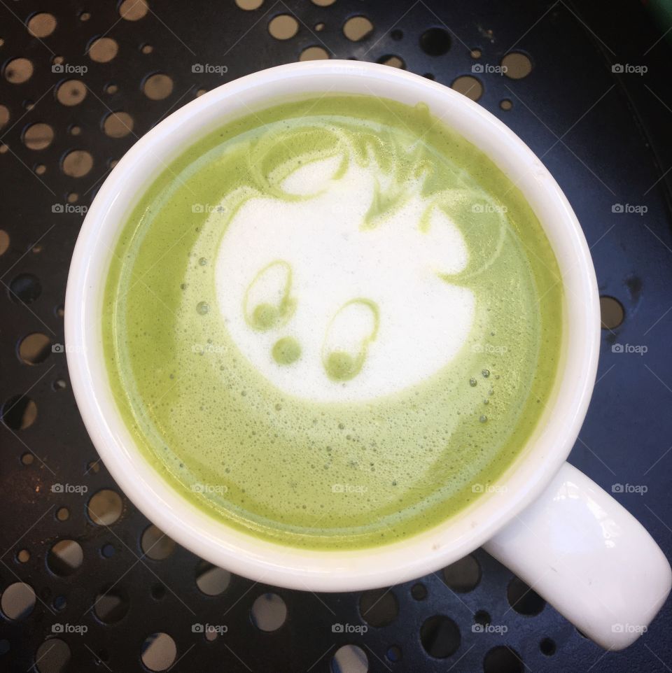 Cute panda matcha latte.