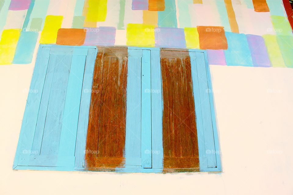 Colorful on wall. Beautiful decoration on the window.