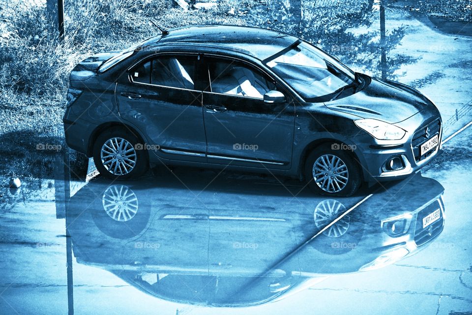 Car - water reflection - automobile