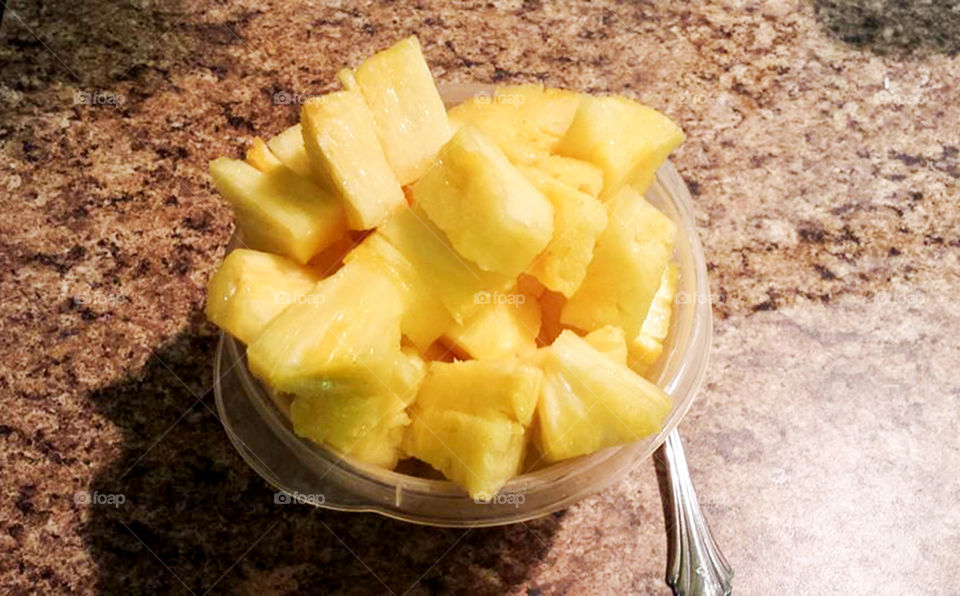 Pineapple snack. Healthy snack of fresh pineapple