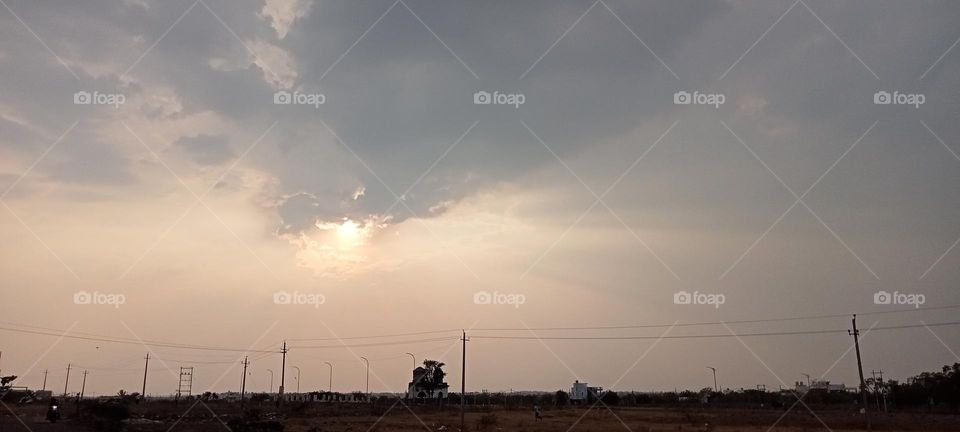 Beautiful sunset photo with clouds and trees 😍