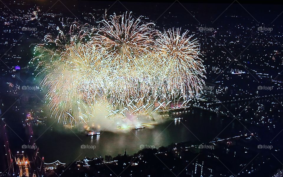 London eye firework . Happy new year