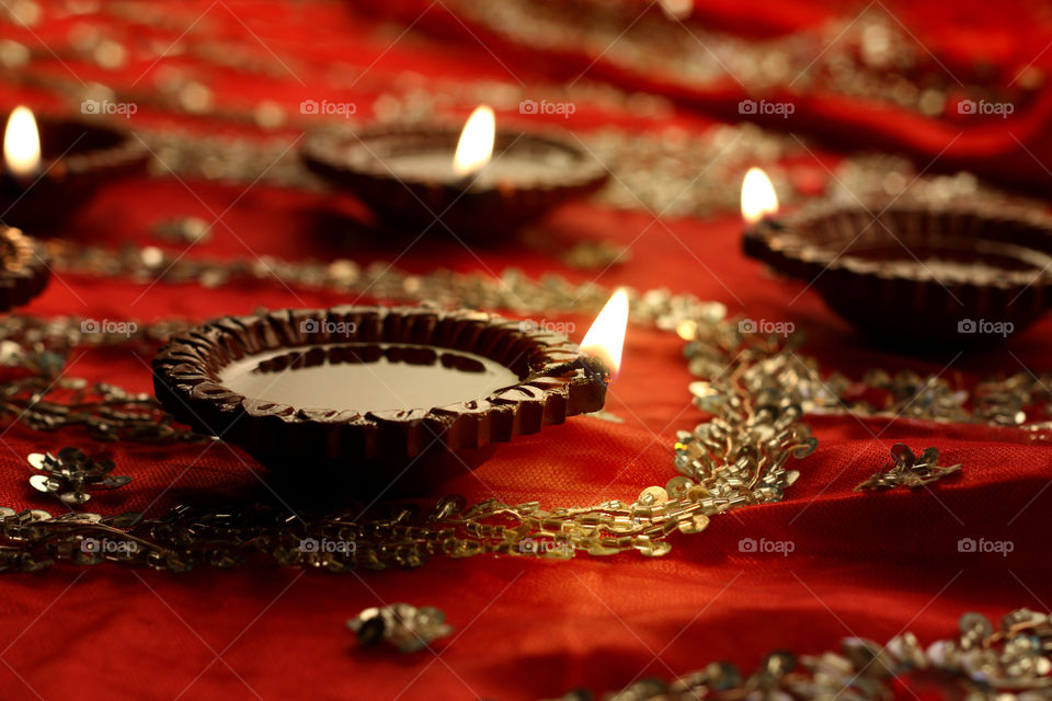 Diwali Oil Lamp diya with beautiful settings