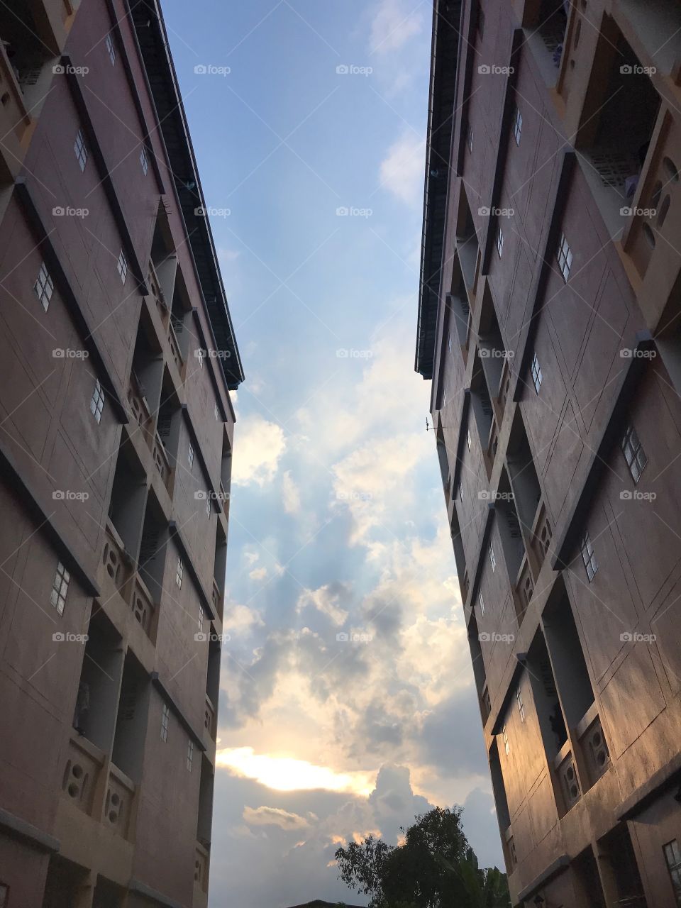 Sunset time at apartments