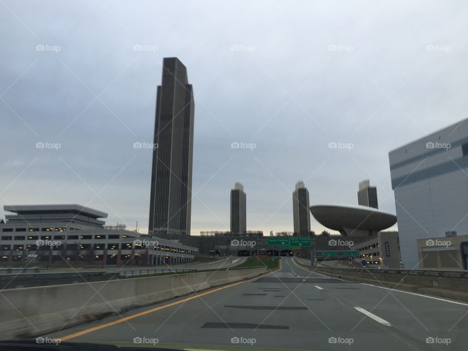 Empire State plaza, Albany NY view from the highway 