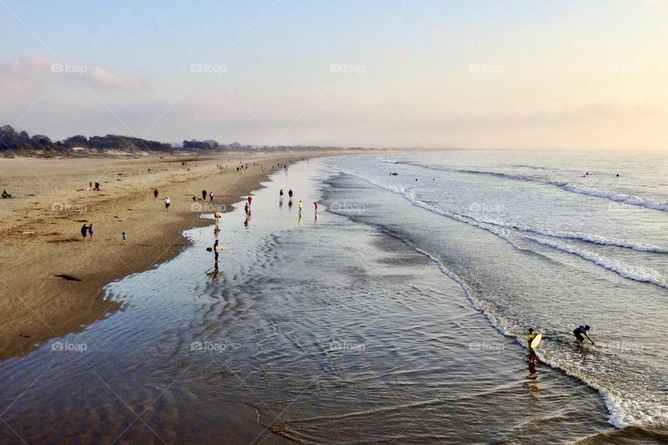 A view of the shore that extends far from the pier, Pisano beach, California