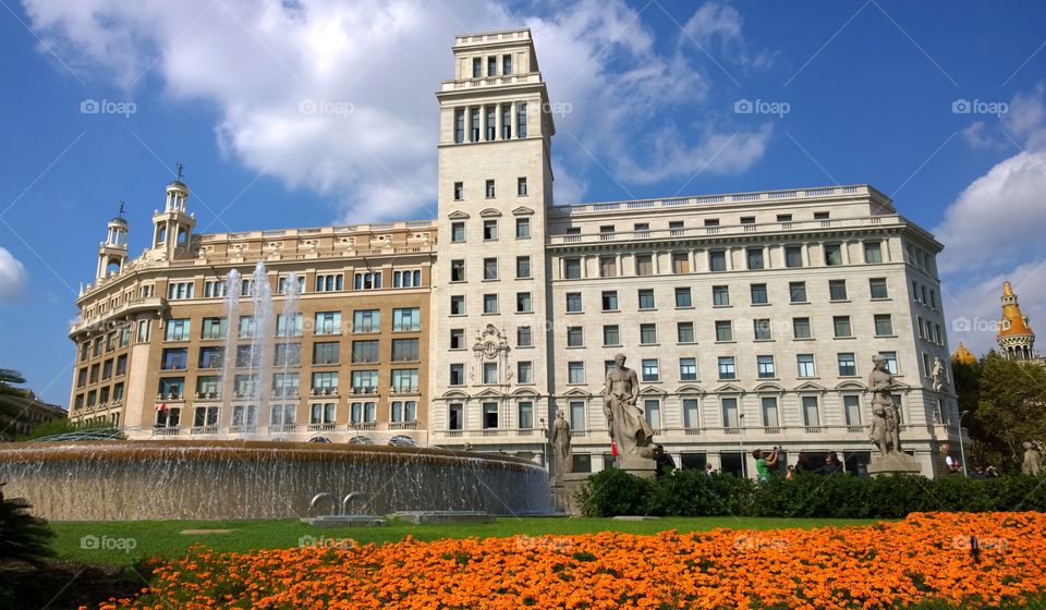 Catalonia Square in Barcelona. Plaza Catalunya is a central Square in Barcelona, Spain