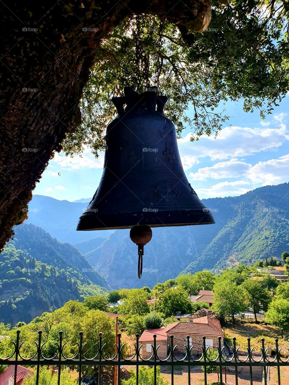 Bell and view in Greece