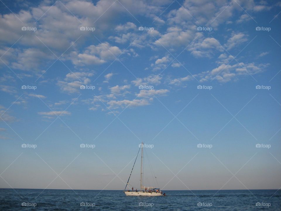 A small ship on the sea in Odesa