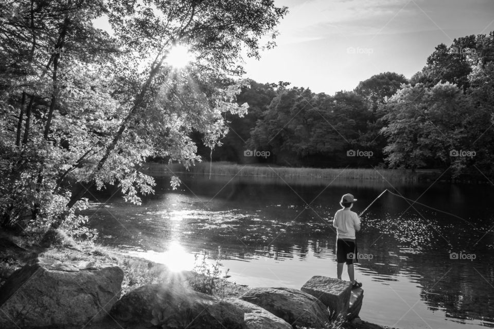 Fishing at sunset