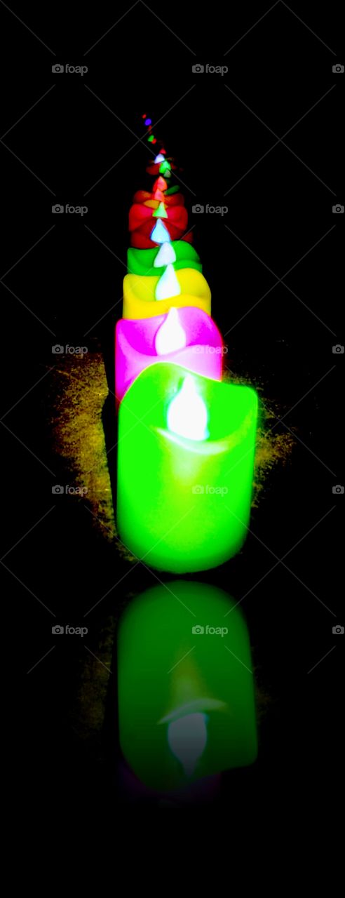 Colourful led flameless lamps.