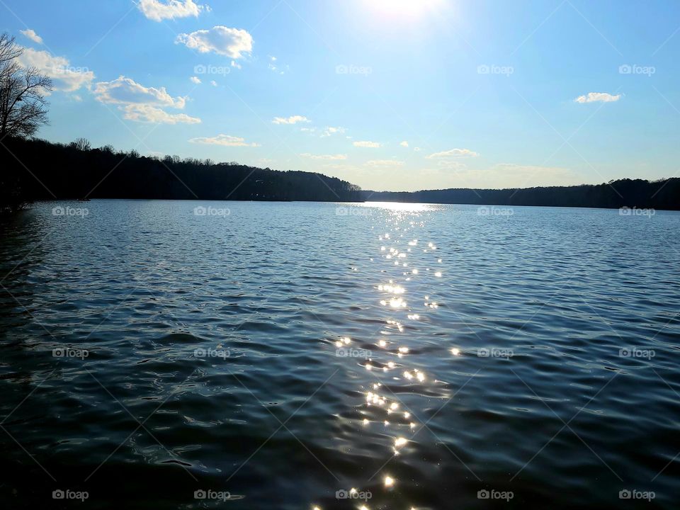 Sun glistening on the water