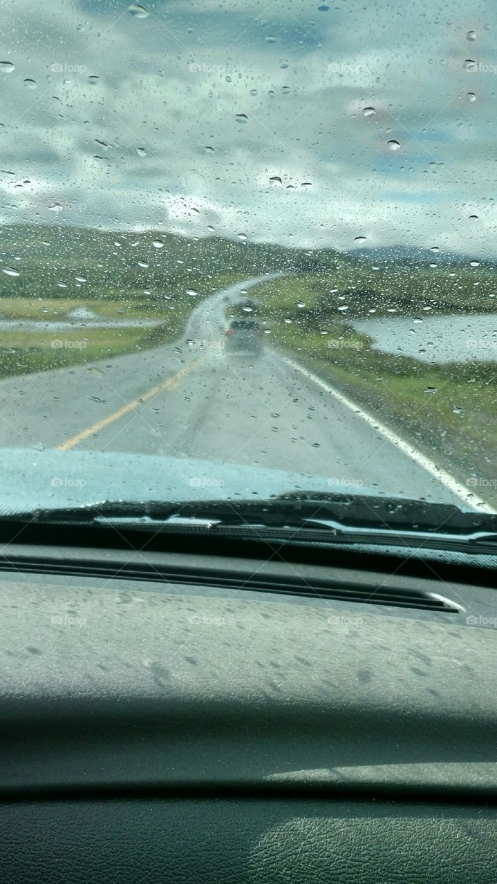 rainy sunny windshield