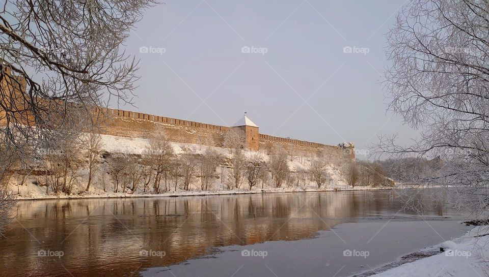 Fortress🏰 Reflection in water🏰 Winter time ❄️