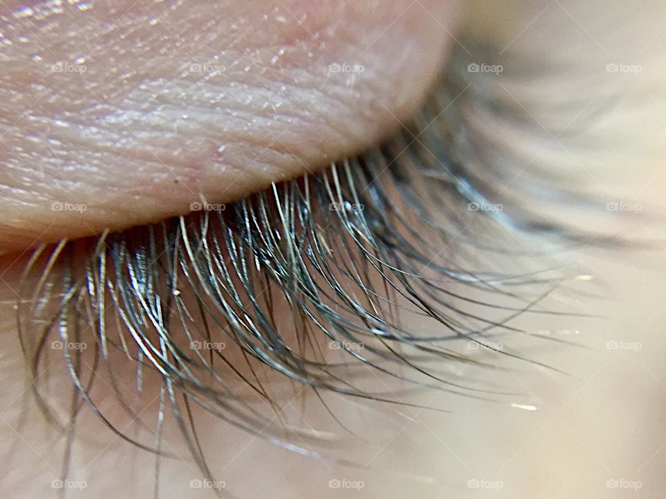 Macro shot of closed eye