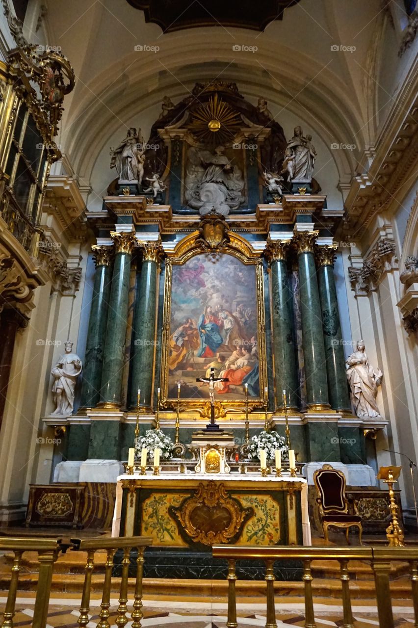 High altar of Parroquia de Santa Bárbara, Madrid, Spain 
