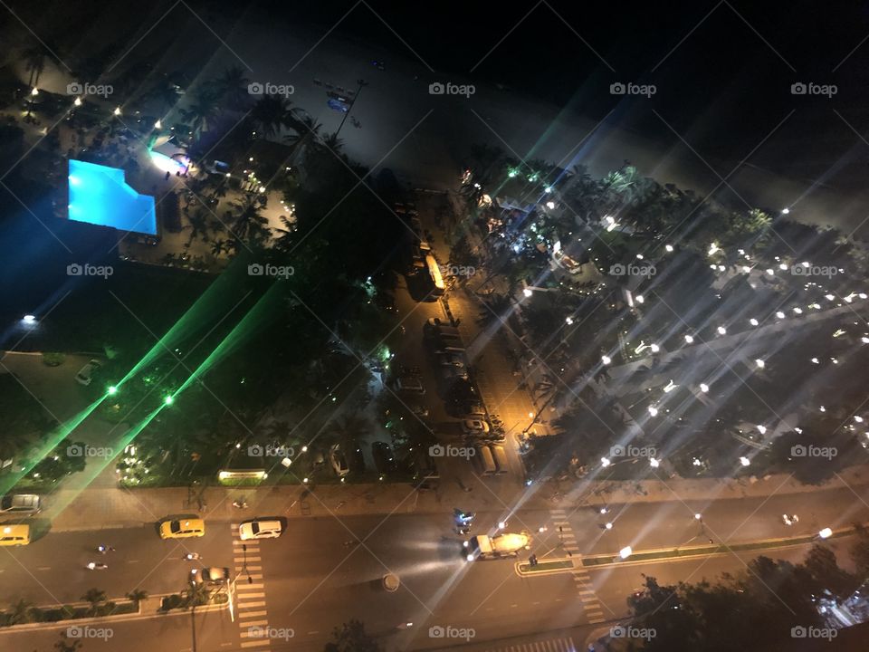 Night view of Nha Trang beach from above