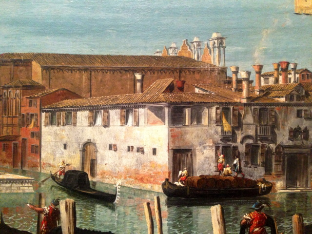 people boats water buildings by mengzishiliu