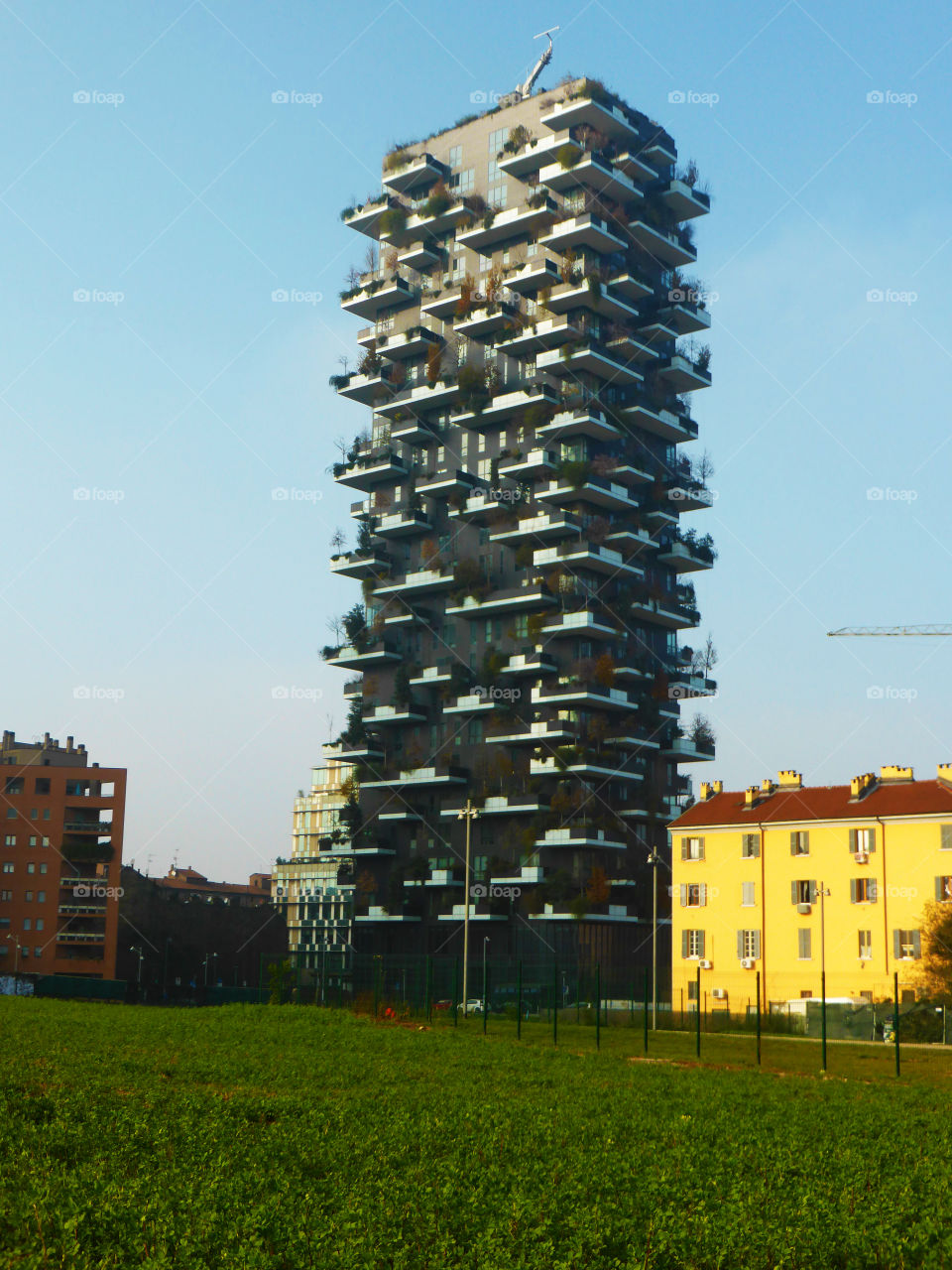 Building called vertical forest,Milan.Italy