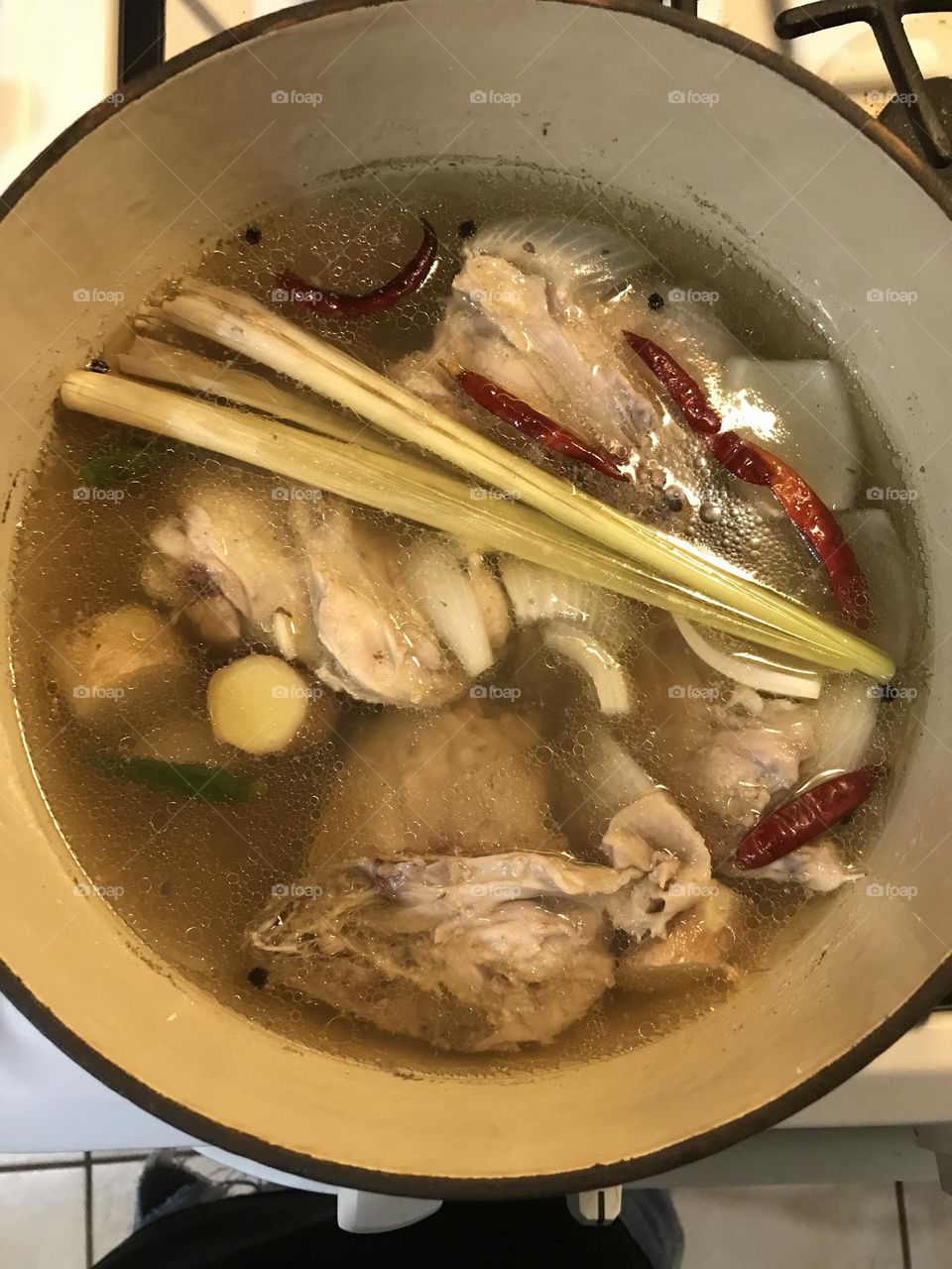 Lemongrass chicken Cambodian soup