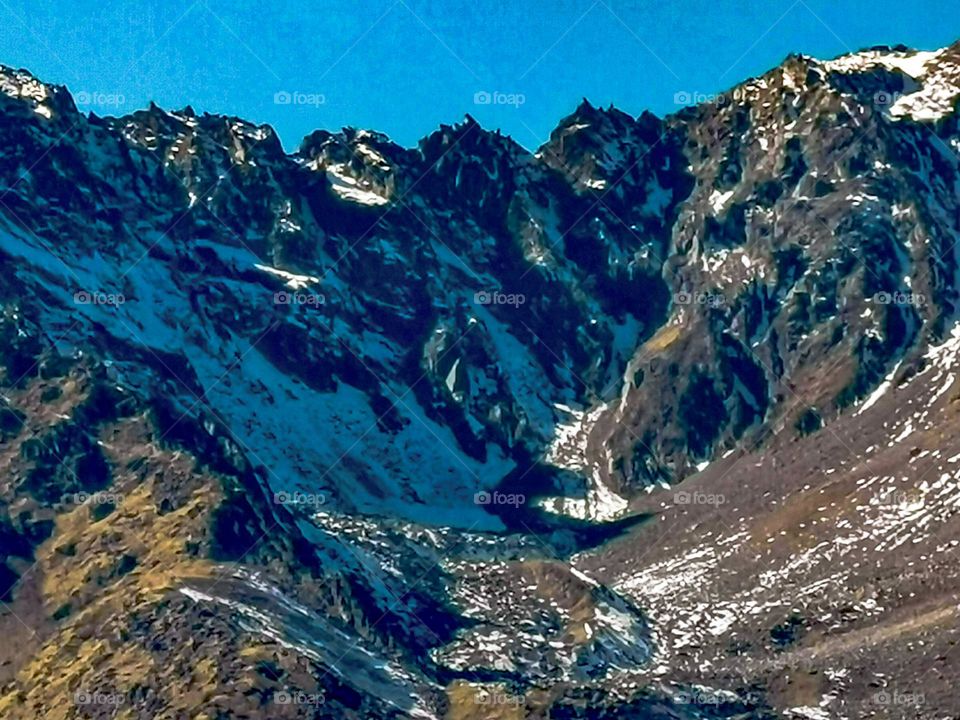 Winter view of mountain peak 