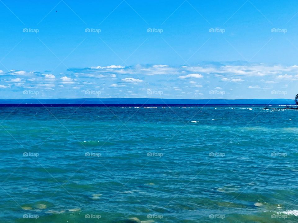Beautiful blue waters of Lake Michigan in Northern Michigan near Charlevoix