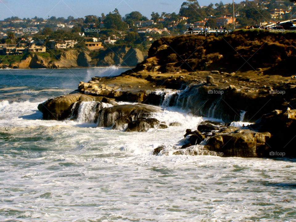 rocks waves san diego by refocusphoto