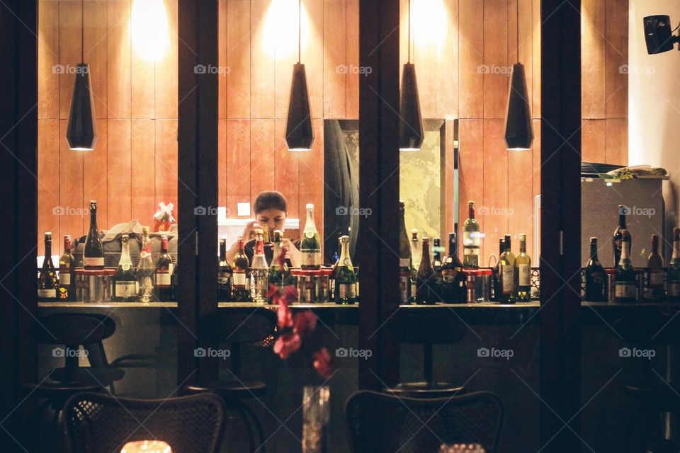 Bartender Girl in Window
