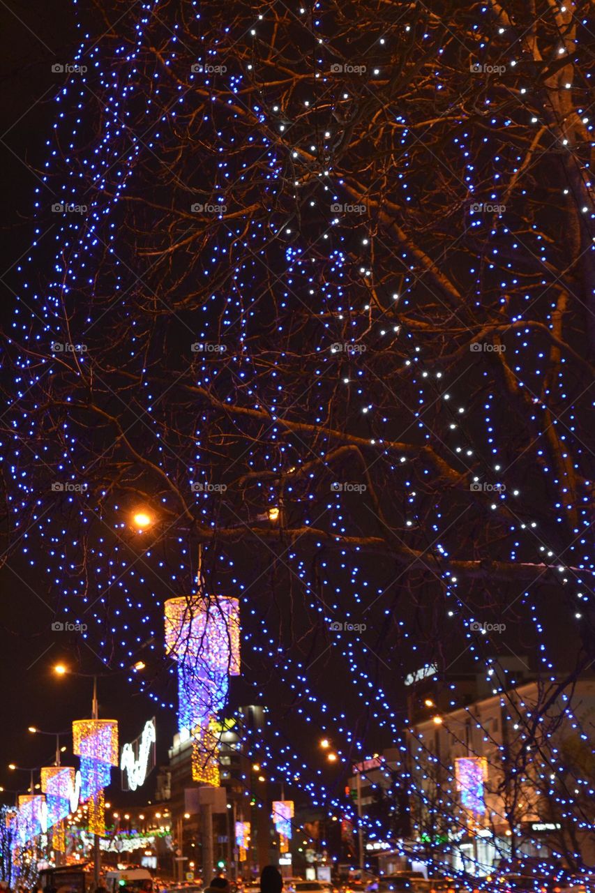 beautiful Christmas and New year night light street photography