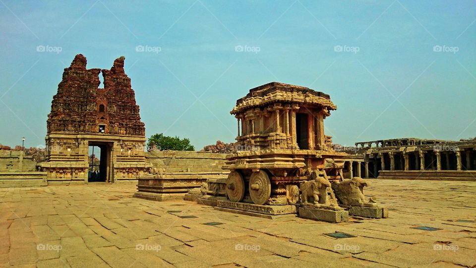 Hampi  - Stone  chariot  - mobile  phone photography