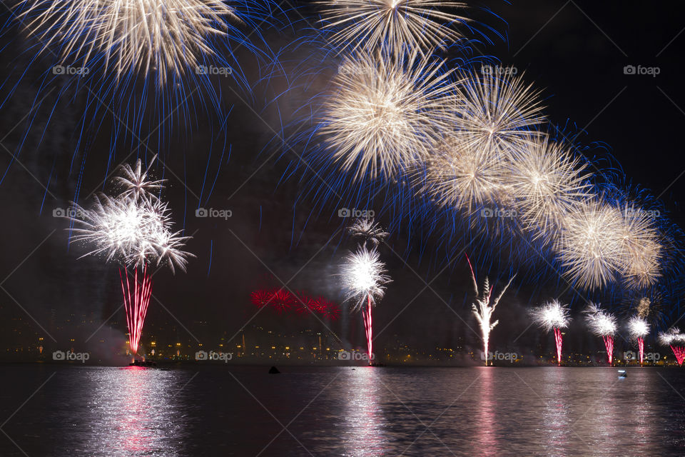 Fireworks in Florianopolis Santa Catarina Brazil.