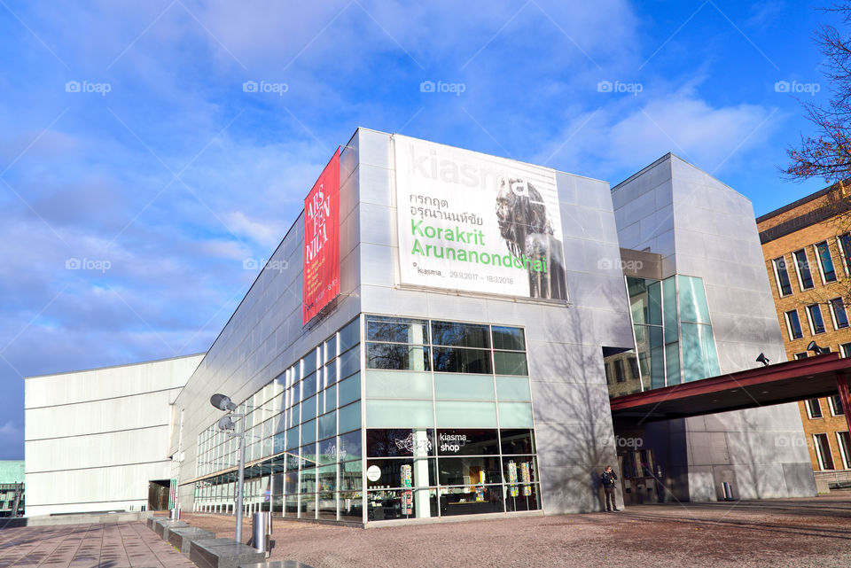 Helsinki, Finland - 15 November 2017: Contempory Art Museum Kiasma in Helsinki on partly sunny November afternoon in Helsinki, Finland. 