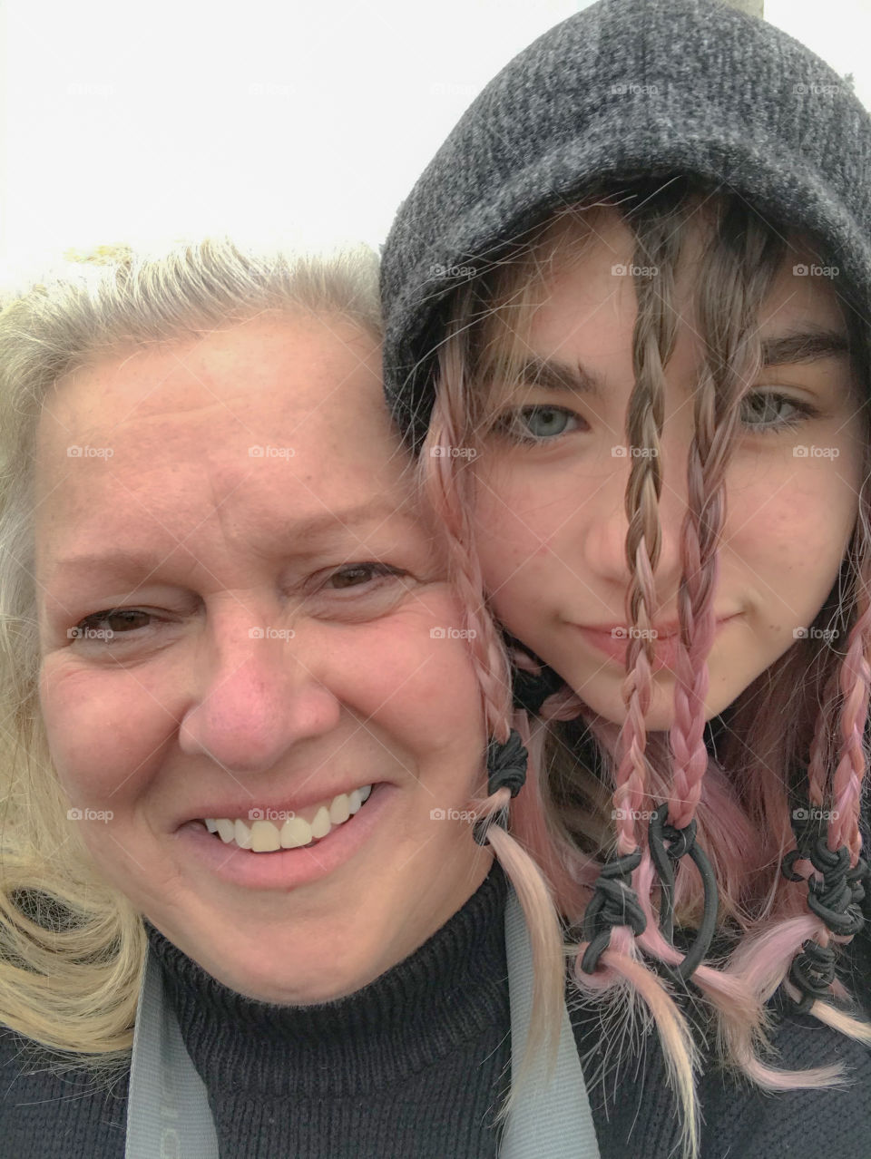 Selfie time! Selfie of my beautiful youngest daughter and myself at the dog park. It was kind of grey but not raining & all the pups, & humans had fun!