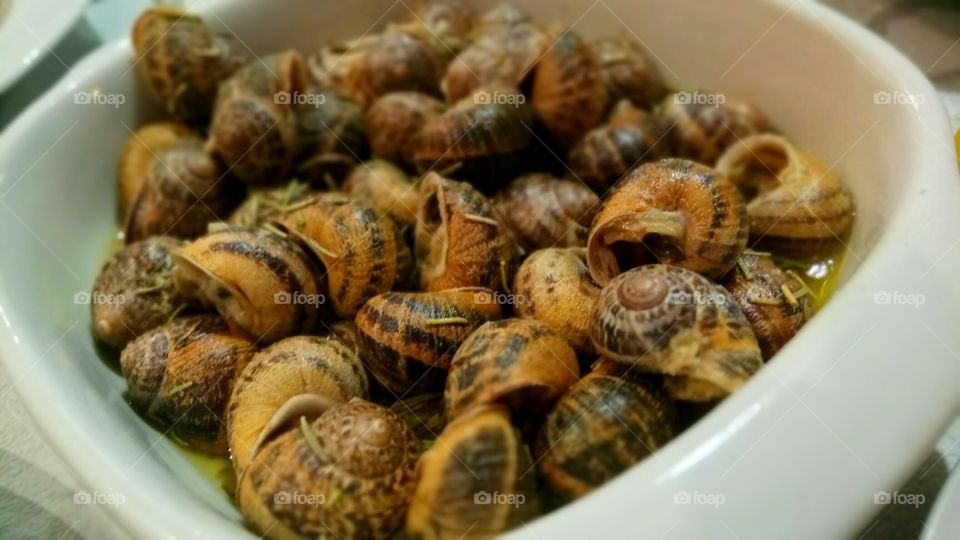 "Hohlioi  Boubouristoi" a traditional dish from Crete made with snails (escargot)