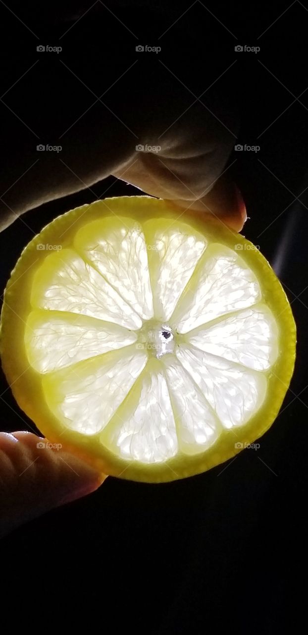 lemon slice illuminated
