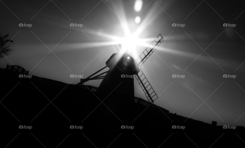 Gleaming windmill in the sunshine 