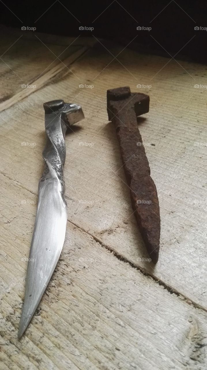Knife made of Railway nail 