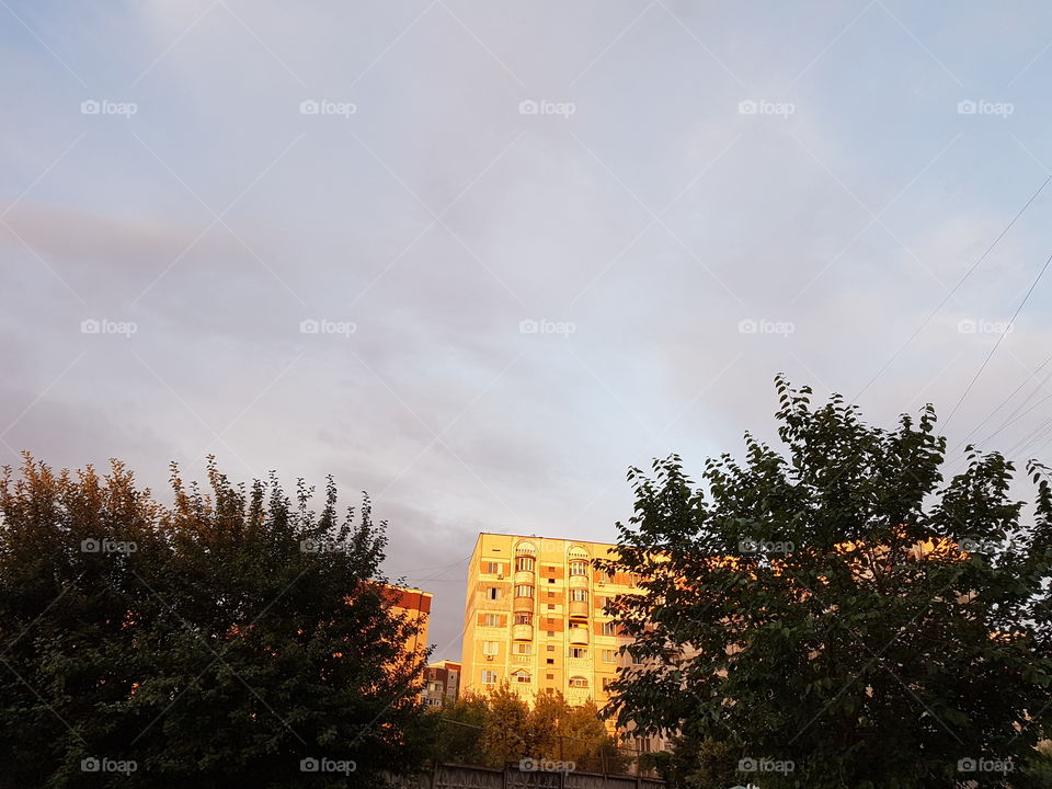 orange building in the dawn