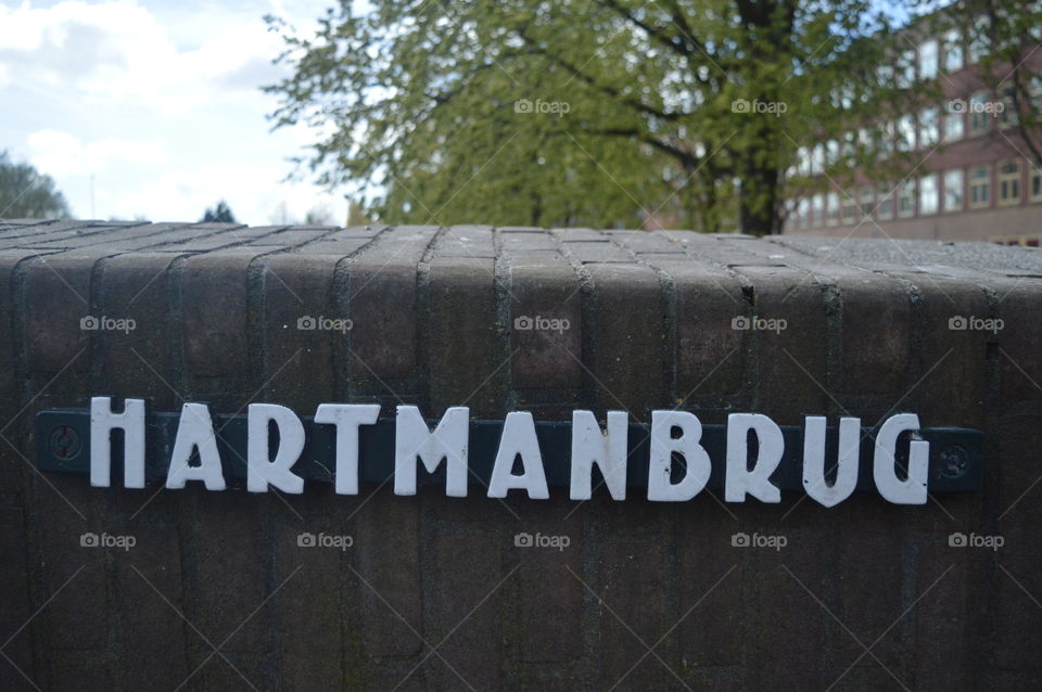 Sign Of The Hartmanbrug In Amsterdam The Netherlands