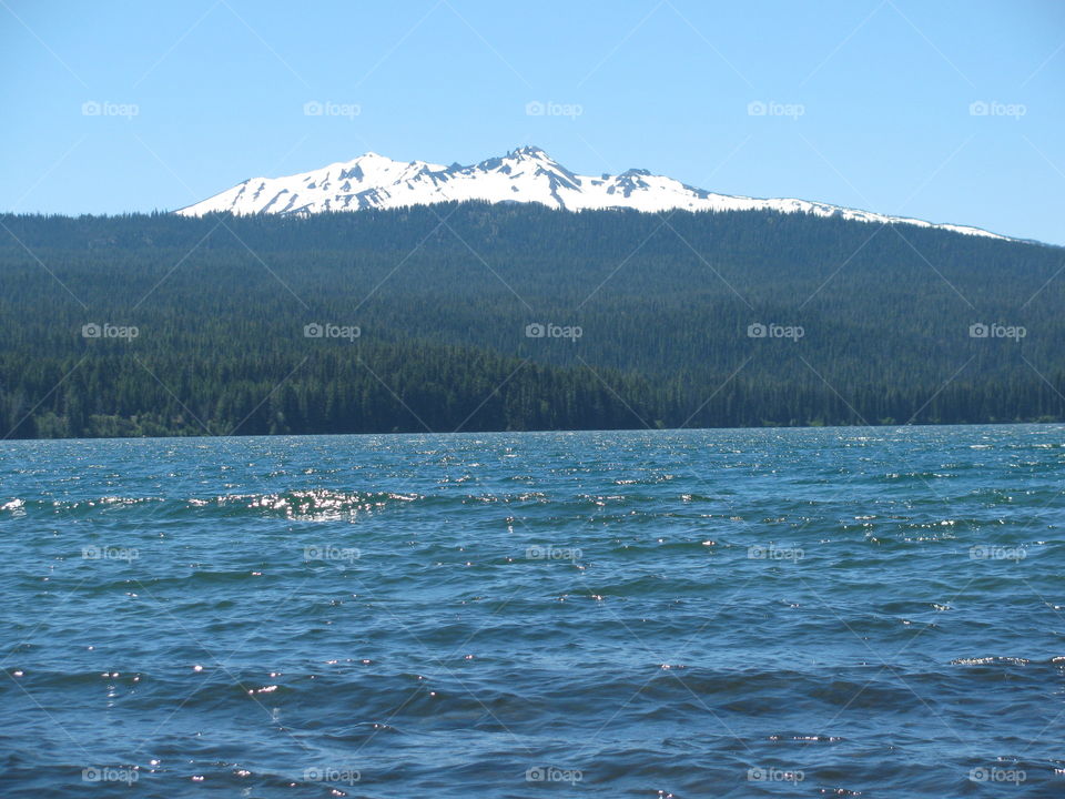 Snow covered Mountain. On the road to Klamath Falls,  Oregon.
