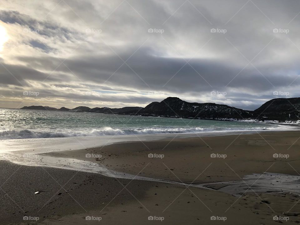 Waves crashing at Deadman’s Cove beach in Harbour Breton, NL