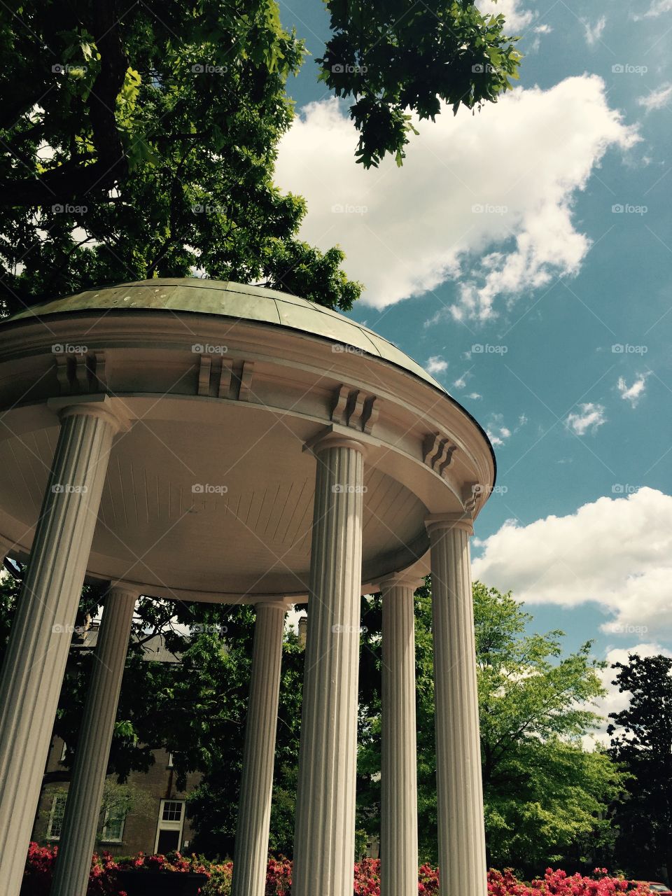 Old Well Up. Visiting my favorite place on Earth, Chapel Hill, looking up at the beautiful Carolina blue sky. Perfect day. 