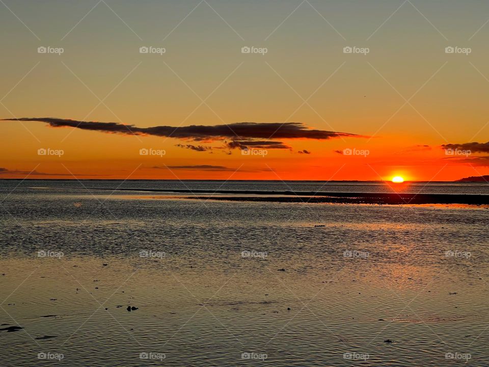 Beautiful sunset at Kuliouou Beach Park in Hawaii Kai